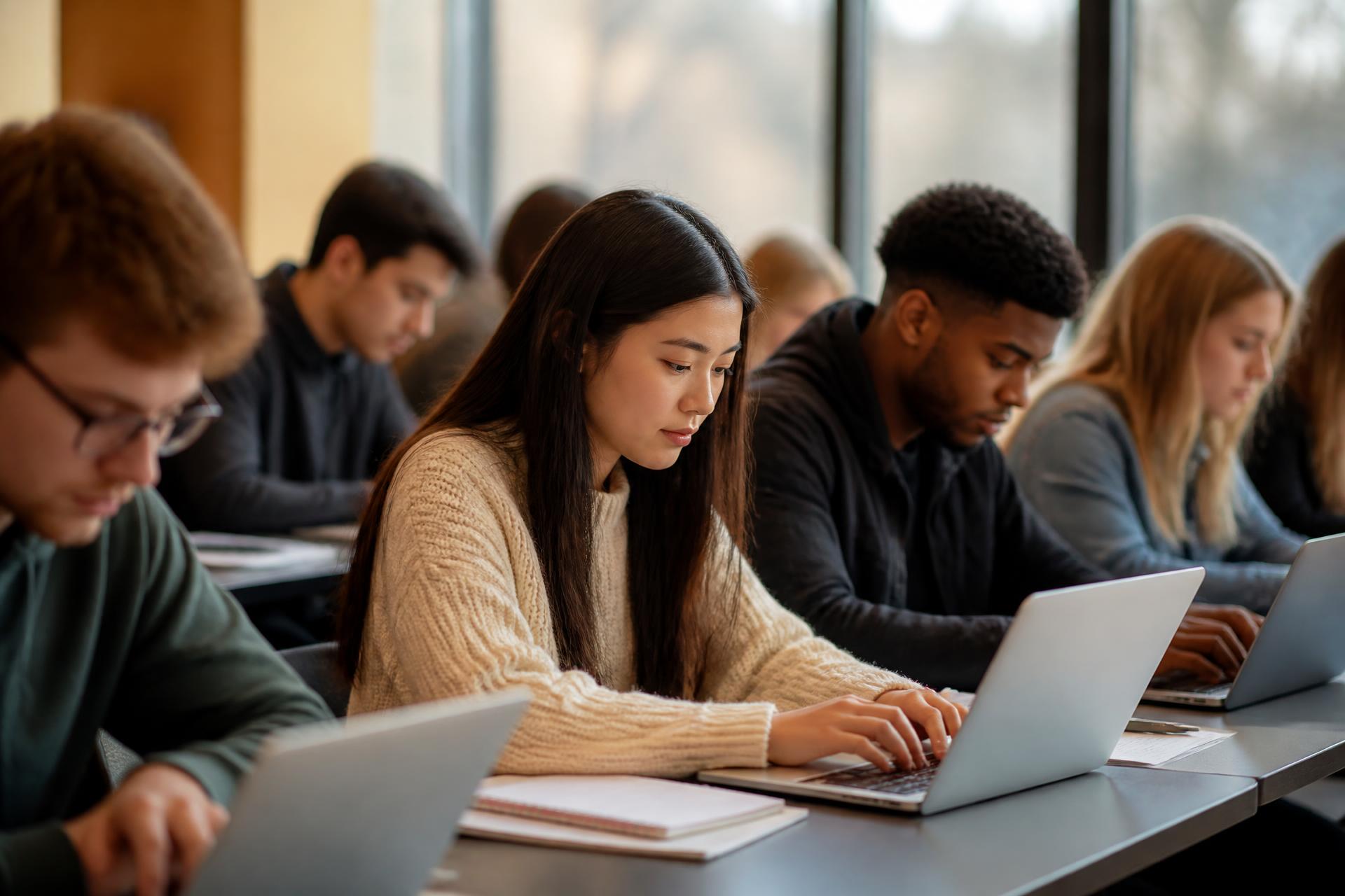 Students preparing for proctored certification exams